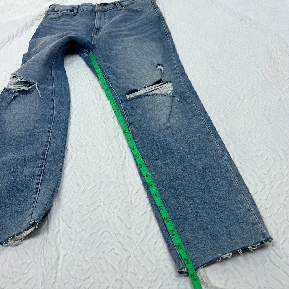 True Religion Starr Jeans Women Mid Rise Cropped Straight Bite Out Hem 30